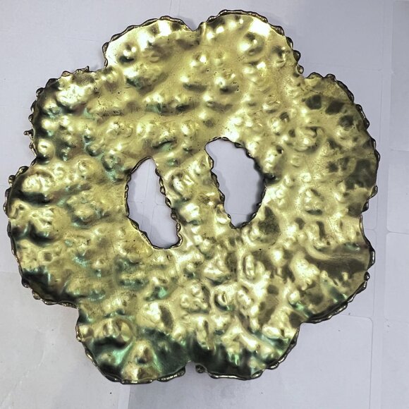 Vintage Hammered Brass Floral Belt Buckle Leopard Print Adjustable Fabric Strap - Picture 4 of 8